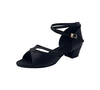 Generisch Chaussures de danse latine tango à paillettes pour enfants et filles, avec strass, chaussures à talons pour salle de bal, chaussures de danse, chaussures pour enfants, pointure 36, Noir , 31