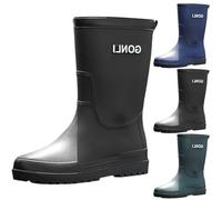 Generisch Chaussures de jardin imperméables pour homme - Bottes d'été à enfiler - Imperméables - Chaussures de loisirs - Bottes d'été légères - Unies - Bottes mi-hautes, Noir , 44 EU