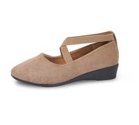 Generisch Chaussures de loisirs élastiques unies Un tempérament à enfiler Chaussures confortables, beige, 42 EU