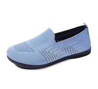 Generisch Chaussures de loisirs en maille respirante pour femme avec semelle plate pour un confort d'été léger - Pantoufles confortables à enfiler pour tout le monde, bleu, 42 EU