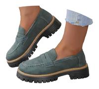 Generisch Chaussures de loisirs pour femme avec plateforme en cuir, chaussures à enfiler de couleur unie pour un look quotidien plein de tempérament, ajustement confortable, idéales pour les vacances
