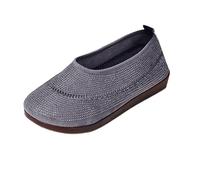 Generisch Chaussures de loisirs pour femme - Embout rond - Bouche plate - Décontractées - Confortables - Plates - Simples - Chaussures de loisirs extra larges - Pour femme, gris, 37 EU
