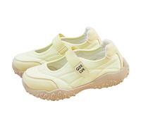 Generisch Chaussures de loisirs pour femme - Noir - Baskets noires à enfiler - Plateforme antidérapante - Haute épaisseur - Chaussures de sport féminines - Cent bouche plate, jaune, 38 EU