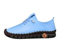 Generisch Chaussures de marche imperméables et légères pour femme - Chaussures de sport d'été en cuir synthétique - Chaussures plates à lacets - Pieds larges - Semelle souple - Chaussures de sport