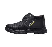 Generisch Chaussures de neige épaisses et chaudes en coton pour homme - Semelle plate et douce - Pour les activités d'hiver - Avec profil antidérapant, Noir , 44 EU
