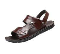 Generisch Chaussures de plage décontractées - Semelle épaisse - Sandales plates pour homme - Couleur unie - Douces et antidérapantes - Grandes sandales pour homme en cuir de vachette - Chaussons