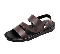Generisch Chaussures de plage pour hommes en cuir élégantes, Sandales avec bride arrière Sandalettes Tongs Sandales romaines Sandales d'extérieur ouvertes légères Mules respirantes confortables