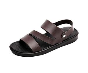 Generisch Chaussures de plage pour hommes en cuir élégantes, Sandales avec bride arrière Sandalettes Tongs Sandales romaines Sandales d'extérieur ouvertes légères Mules respirantes confortables