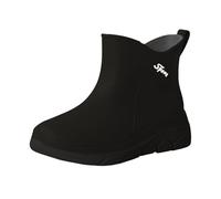 Generisch Chaussures de pluie confortables en caoutchouc pour les promenades en plein air dans le jardin, vêtements décontractés avec semelle à enfiler, chaussures à talons hauts pour femme, Noir , 37