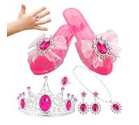 Generisch Chaussures de princesse pour filles - Jouet à roulettes antidérapant avec collier, chaussures de déguisement pour, pour collier, boucles d'oreilles, quotidien, intérieur, extérieur