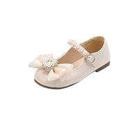 Generisch Chaussures de soirée plates pour filles, chaussures d'école Oxford, Marry Jane (tout-petit/tout-petit) Chaussures de princesse avec nœud papillon, beige, 30 EU