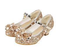 Generisch Chaussures de soirée pour filles 32 Chaussures de princesse à paillettes pour enfants Chaussures pour anniversaires Fête Chaussures de glitter Chaussures à nœud papillon Déguisement