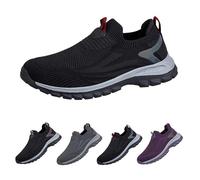 Generisch Chaussures de sport à enfiler pour homme - Légères - Semelle souple - Mousse à mémoire de forme - Bon amorti - Chaussures de sport à enfiler pour le camping, la randonnée, Noir , 44 EU
