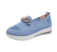 Generisch Chaussures de sport décontractées décoratives en maille unie avec chaîne en métal avec semelles épaisses pour femme, pour la vie quotidienne, les loisirs, la course à pied, l'entraînement