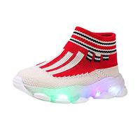 Generisch Chaussures de sport en maille Shine Blinky pour garçons et filles - Chaussures de marche pour enfants - Respirantes - Chaussures de course antidérapantes, rouge, 24 EU