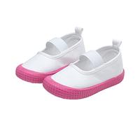 Generisch Chaussures de sport plates en toile pour bébé avec pied ouvert, semelle souple, confortables, unisexes, simples, respirantes, flexibles, Rose, 26 EU