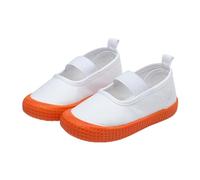 Generisch Chaussures de sport plates en toile pour bébé avec pied ouvert, semelle souple, confortables, unisexes, simples, respirantes, flexibles, Orange, 28 EU