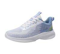 Generisch Chaussures de sport pour femme avec design en maille tendance, respirantes, confortables pour les quatre saisons, semelle plate, chaussures de loisirs légères à lacets, bleu, 39 EU