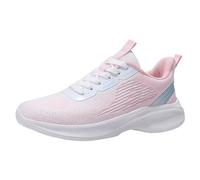 Generisch Chaussures de sport pour femme avec design en maille tendance, respirantes, confortables pour les quatre saisons, semelle plate, chaussures de loisirs légères à lacets, Rose, 40 EU