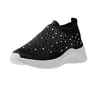 Generisch Chaussures de sport pour femme - En maille respirante - Légères - Avec strass - Couleur unie - Semelle souple - Chaussures de sport - Chaussures de sport - Baskets de course à pied