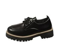 Generisch Chaussures de sport pour femme - Mode - Couleur unie - À lacets - Mary Jane Plateau - Mocassins en cuir confortables pour tout le monde, Noir , 39 EU