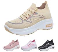 Generisch Chaussures de sport pour femme - Semelle profilée en tricot - Amortissement - Légères - Soulage la douleur - Chaussures d'entraînement orthopédiques, beige, 37 EU
