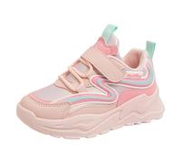 Generisch Chaussures de sport pour filles à la mode, motif simple, couleur unie, quatre saisons, fond plat, fond épais, chaussures confortables avec fermeture, Rose, 30 EU