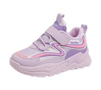 Generisch Chaussures de sport pour filles à la mode, motif simple, couleur unie, quatre saisons, fond plat, fond épais, chaussures confortables avec fermeture, lilas, 32 EU