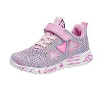Generisch Chaussures de sport printemps/maille colorée motif cœur lettre imprimée chaussures décontractées anniversaire école chaussures athlétiques, Rose, 33 EU