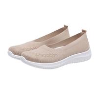 Generisch Chaussures de tennis pour femme - Chaussures décontractées - Mode d'été - Creuses - Respirantes - Talon plat - Semelle souple - Chaussures de loisirs - Talon argenté, beige, 41 EU