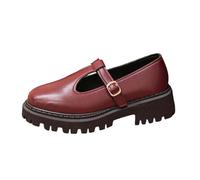 Generisch Chaussures décontractées élégantes pour femme avec bout rond, semelle plateforme épaisse, fermeture unie - Compagnon polyvalent au quotidien pour le printemps jusqu'à, Bordeaux, 41 EU