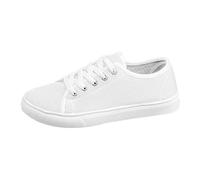 Generisch Chaussures décontractées pour Femmes, Baskets Unisexes à Lacets en Toile, Confortables, Plates et Respirantes, à Porter au Quotidien. (White, 40)
