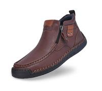 Generisch Chaussures décontractées pour homme, baskets hautes en cuir, pantoufles confortables avec semelle plate, pour un usage quotidien avec des jeans, toute la saison, café, 43 EU