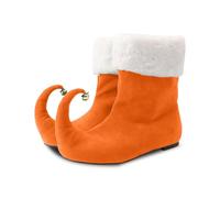 Generisch Chaussures d'elfe de Noël rouges pour adultes hommes et femmes Chaussures amusantes avec cloches de Noël pour décorations de Noël Déguisement festif Chaussures de nain, Orange, 48 EU