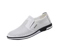 Generisch Chaussures d'été à enfiler pour homme - Ajourées et respirantes - Chaussures d'extérieur sans lacets - Chaussures de loisirs tendance avec bout pointu, Blanc., 45 EU