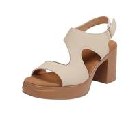 Generisch Chaussures d'été élégantes à lanières pour femme - Avec talon bloc - Sandales compensées - Semelle épaisse - Boucle réglable - Chaussures de soirée confortables, beige, 36 EU