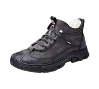 Generisch Chaussures d'hiver à lacets pour homme avec doublure en peluche épaisse, design décontracté, semelle souple, profil antidérapant, tige en cuir tendance comme chaussures de père, gris, 41 EU