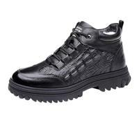 Generisch Chaussures d'hiver à lacets pour homme avec doublure en peluche, semelle épaisse, profil antidérapant, design en cuir tendance pour les jours froids, Noir , 39 EU