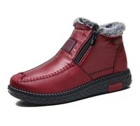 Generisch Chaussures d'hiver chaudes doublées pour femme - Antidérapantes - Bottes de neige confortables - Bottes d'hiver légères à lacets - Chaussures de sport élégantes et confortables, rouge, 36 EU