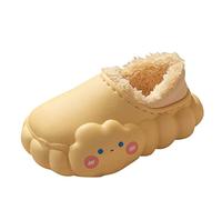 Generisch Chaussures d'hiver plates, antidérapantes, douces, chaudes et confortables, mignonnes en forme de nuage, chaussures en cuir pour bébé fille, jaune, 27 EU