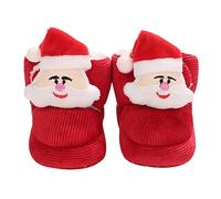 Generisch Chaussures d'hiver pour bébé garçon et fille - En coton - Couleur unie - Fermeture - Chaudes et confortables - Mignon - Dessin animé - Père Noël, rouge, 22 EU