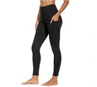 Generisch Chaussures d'hiver pour femme 29 - Grande taille - Pantalon de yoga - Legging d'entraînement doux pleine longueur avec poches - Chaîne de corps argentée, Noir , S