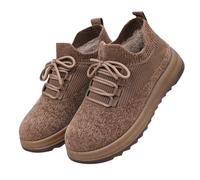 Generisch Chaussures d'hiver pour femme - Baskets doublées - Chaudes - À lacets - Larges pieds moelleux - Semelle extérieure plate - Chaussures de marche - Chaussures de marche - Chaussures de course