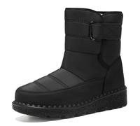 Generisch Chaussures d'hiver pour femme - Bottes d'hiver chaudes doublées - Bottes de neige pour femme - Bottes de neige mi-carf - Bottes en cuir à lacets isolées, Noir , 43 EU
