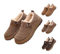 Generisch Chaussures d'hiver pour femme - Doublure d'hiver - Chaussures basses chaudes - Semelle extérieure plate - Chaussures pieds nus - Pieds larges - Chaussures de marche moelleuses - Bottes
