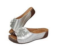 generisch Chaussures d'hiver pour femme Taille 40 Pantoufles de plage pour femme avec talon creux Pantoufles décontractées Slope Bottom Chaussures pour femme Chaussures 37 Noir, argenté, 38 EU
