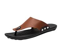 generisch Chaussures d'hiver pour homme - 42 - Été Roman - Tongs de plage - Confortables - Avec bride en T - Bout ouvert - Chaussures d'affaires - 45, marron, 43 EU