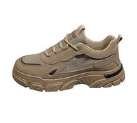 Generisch Chaussures d'hiver pour homme - Doublées et imperméables - Avec embout en acier - Chaussures de fitness - Confortables - Chaussures de course - Antidérapantes - Semelles souples, kaki, 41 EU