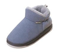 Generisch Chaussures d'hiver pour hommes - Paire de chaussons décontractés en coton uni - Crampons épais et chauds - Bottes courtes en coton, gris, 47 EU