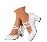 Generisch Chaussures élégantes Dirndl pour femme avec talon bloc bas, escarpins, nœuds, bout rond fermé, chaussures de travail confortables pour mariage, fête de la bière et fête